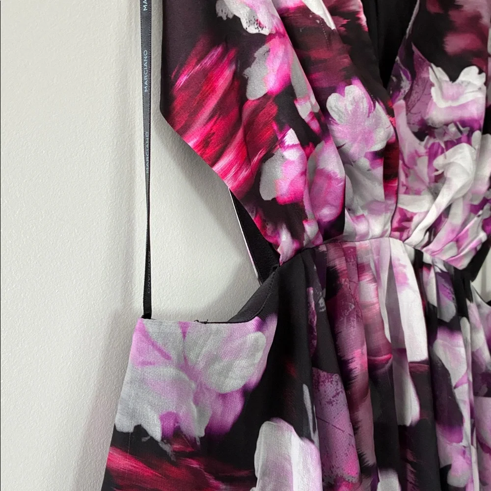 Marciano Size S Floral Cut-Out Waist Flowy Mini Dress - Picture 5 of 8